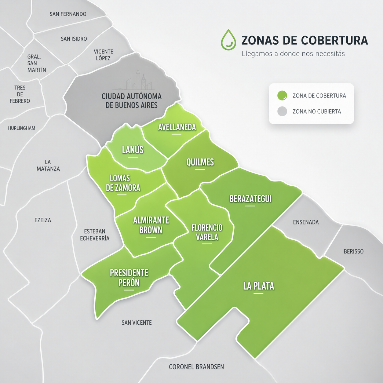 Mapa de zonas de reparto de SODA ROCA S.R.L.